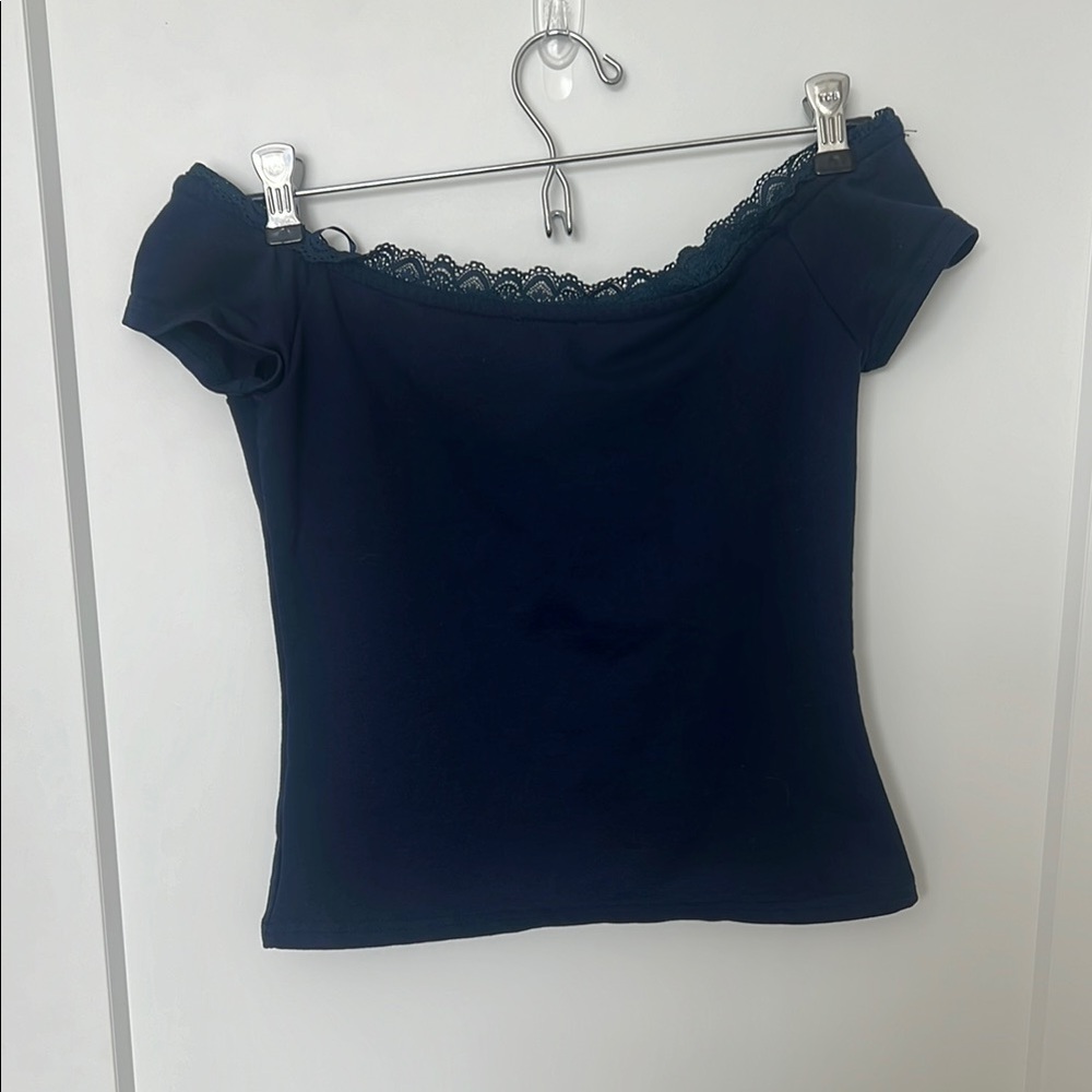 Edikted Blue Fitted Ruffled Blouse - Picture 3 of 5